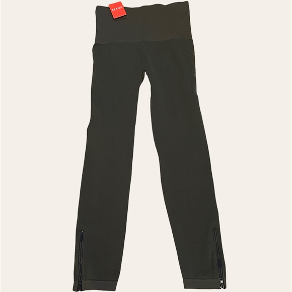 SPANX Seamless Side Zip High Waist Seamless Leggings Deep Olive Green Sz XL NWT - Picture 2 of 9